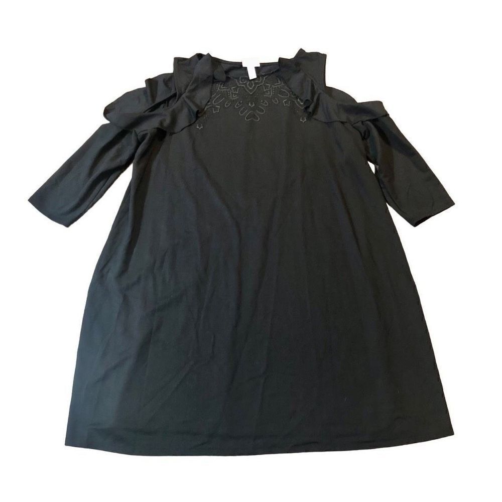 Ingrid & Isabel Women’s Black Maternity Dress Peek Cold Shoulder Size Large